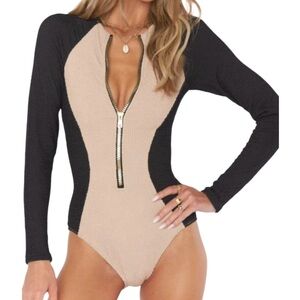 Show Me Your Mumu Surfside One Piece Long Sleeve Swim Suit Small NWOT